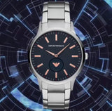 Buy Shop Emporio Armani Renato Blue Dial Silver Steel Strap Watch For Men - AR11137 USA Online