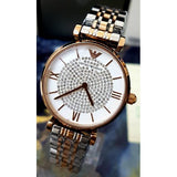 Buy Shop Emporio Armani Gianni T Bar White Dial Two Tone Steel Strap Watch For Women - AR1926 USA Online