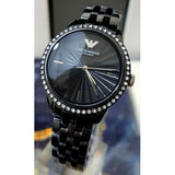 Buy Shop Emporio Armani Crystal Ceramica Black Dial Black Steel Strap Watch For Women - AR1478 USA Online