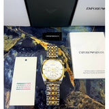 Buy Shop Emporio Armani Classic Chronograph White Dial Two Tone Steel Strap Watch For Men - AR0396 USA Online