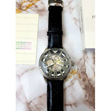 Buy Shop Emporio Armani Meccanico Automatic Black Dial Leather Strap Watch For Men - AR4629 USA Online