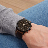 Buy Shop Fossil Goodwin Chronograph Black Dial Black Leather Strap Watch for Men - FS5585 USA Online