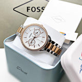 Buy Shop Fossil Tailor White Dial Two Tone Steel Strap Watch for Women - ES4396 USA Online
