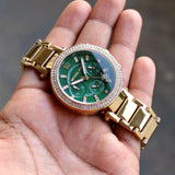 Buy Shop Michael Kors Parker Chronograph Green Dial Gold Steel Strap Watch for Women - MK6263 USA Online