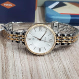 Buy Shop Fossil Jacqueline White Dial Two Tone Steel Strap Watch for Women - ES3634 USA Online
