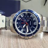 Buy Shop Fossil Grant Sport Chronograph Blue Dial Silver Steel Strap Watch for Men - FS5238 USA Online
