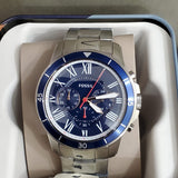 Buy Shop Fossil Grant Sport Chronograph Blue Dial Silver Steel Strap Watch for Men - FS5238 USA Online