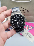 Buy Shop Fossil Forrester Chronograph Black Dial Grey Steel Strap Watch for Men - FS5606 USA Online