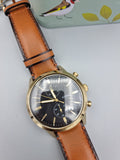 Buy Shop Fossil Townsman Chronograph Black Dial Brown Leather Strap Watch for Men - FS5338 USA Online