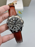 Buy Shop Fossil Garrett Chronograph Grey Dial Brown Leather Strap Watch for Men - FS5770 USA Online