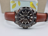 Buy Shop Fossil Garrett Chronograph Grey Dial Brown Leather Strap Watch for Men - FS5770 USA Online
