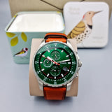 Buy Shop Fossil Dillinger Luggage Chronograph Green Dial Brown Leather Strap Watch for Men - FS5734 USA Online