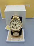 Buy Shop Michael Kors Brecken Chronograph Gold Dial Gold Steel Strap Watch For Women - MK6366 USA Online