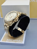 Buy Shop Michael Kors Brecken Chronograph Gold Dial Gold Steel Strap Watch For Women - MK6366 USA Online