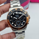 Buy Shop Fossil FB-03 Chronograph Black Dial Silver Steel Strap Watch for Men - FS5768 USA Online