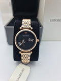 Buy Shop Emporio Armani Gianni T Bar Black Dial Rose Gold Steel Strap Watch For Women - AR11206 USA Online