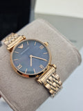 Buy Shop Emporio Armani Gianni T-Bar Black Dial Rose Gold Strap Watch For Women - AR11145 USA Online