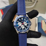 Buy Shop Fossil Garrett Chronograph Blue Dial Blue Rubber Strap Watch for Men - FS5709 USA Online