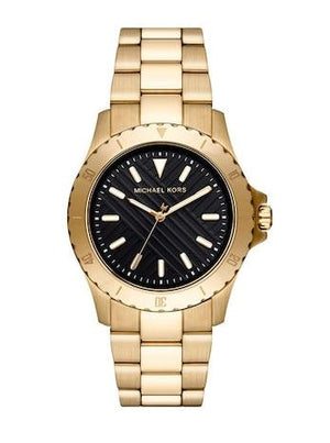 Buy Shop Michael Kors Everest Three-Hand Black Dial Gold Steel Strap Watch For Men - MK9078 USA Online