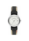 Buy Shop Burberry The City White Dial Black Haymarket Leather Strap Watch for Women - BU9150 USA Online