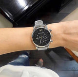 Buy Shop Emporio Armani Luigi Chronograph Black Dial Silver Mesh Bracelet Watch For Men - AR1811 USA Online