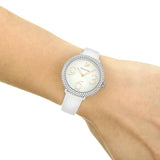 Buy Shop Swarovski Crystal Frost Silver Dial White Leather Strap Watch for Women - 5484070 USA Online