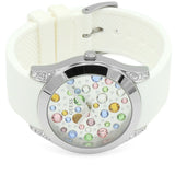 Buy Shop Guess Wanderlust Crystals Silver Dial White Rubber Strap Watch for Women - W1059L1 USA Online