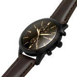 Fossil Townsman Chronograph Black Dial Brown Leather Strap Watch for Men - FS5437