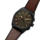 Buy Shop Fossil Everett Chronograph Black Dial Brown Leather Strap Watch for Men - FS5798 USA Online