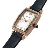 Buy Shop Emporio Armani Gianni T Bar Crystals Silver Dial Blue Leather Strap Watch For Women - AR11469 USA Online