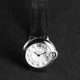 Buy Shop Cartier Ballon Bleu de Cartier Diamonds Silver Dial Black Leather Strap Watch for Women - W4BB0008 USA Online