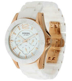 Buy Shop Fossil Ceramic Multifunction White Dial White Steel Strap Watch for Women - CE1006 USA Online