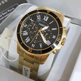 Buy Shop Fossil Inscription Automatic Black Dial Gold Steel Strap Watch for Men - FS5267 USA Online