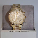 Buy Shop Michael Kors Ritz Chronograph Gold Dial Gold Steel Strap Watch For Women - MK6484 USA Online
