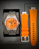 Maurice Lacroix Aikon Limited Edition Automatic Date Orange Dial Silver Steel Strap Watch For Men - AI6008-SS00F-530-1