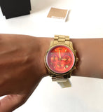 Buy Shop Michael Kors Runway Iridescent Pink Dial Gold Steel Strap Watch for Women - MK5939 USA Online