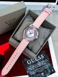 Buy Shop Guess Dahlia Analog Silver Dial Pink Leather Strap Watch for Women - GW0529L1 USA Online