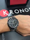 Buy Shop Tissot V8 Quartz Chronograph Black Dial Silver Steel Strap Watch For Men - T106.417.11.051.00 USA Online