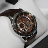 Bulova Classic Skeleton Automatic Brown Dial Brown Leather Strap Watch for Men - 96A120