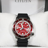 Citizen Eco Drive Promaster Marine Red Dial Black Rubber Strap Watch For Men - BN0159-15X