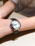 Buy Shop Cartier Ballon Bleu De Cartier Silver Dial Black Leather Strap Watch for Women - WSBB0030 USA Online