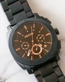 Buy Shop Fossil Machine Chronograph Black Dial Black Steel Strap Watch for Men - FS4682 USA Online