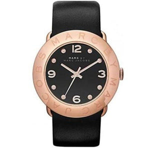 Buy Shop Marc Jacobs Amy Black Dial Black Leather Strap Watch for Women - MBM1225 USA Online