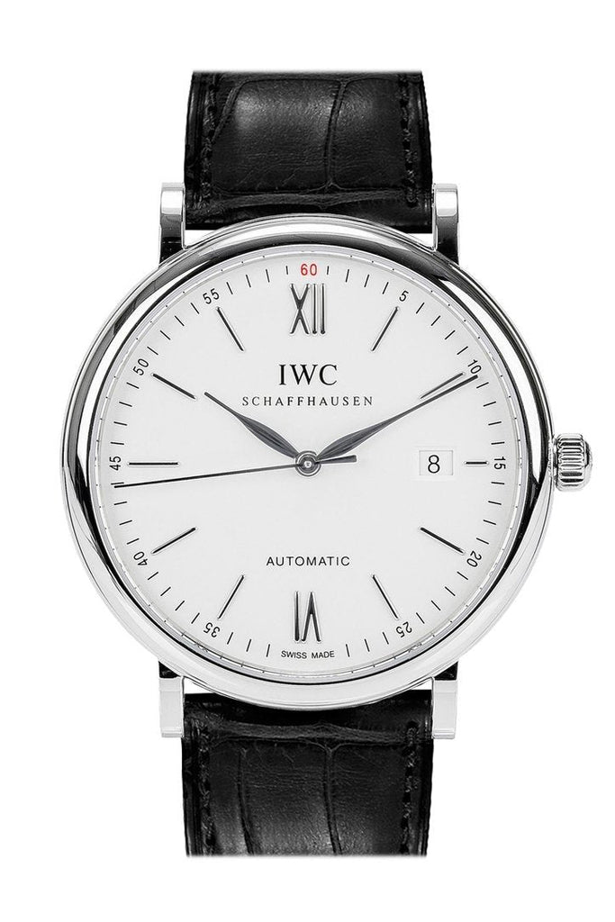 Buy Shop IWC Portofino Automatic White Dial Black Leather Strap Watch for Men - IW356501 USA Online