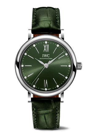 Buy Shop IWC Portofino Automatic Green Dial Green Leather Strap Watch for Women - IW357405 USA Online
