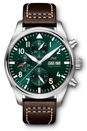 Buy Shop IWC Pilot's Watch Chronograph Edition Racing Green 43mm Green Dial Brown Leather Strap Watch for Men - IW377726 USA Online