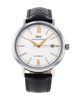 Buy Shop IWC Portofino Automatic White Dial Black Leather Strap Watch for Men - IW356517 USA Online