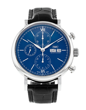 Buy Shop IWC Portofino Chronograph Blue Dial Black Leather Strap Watch for Men - IW391023 USA Online