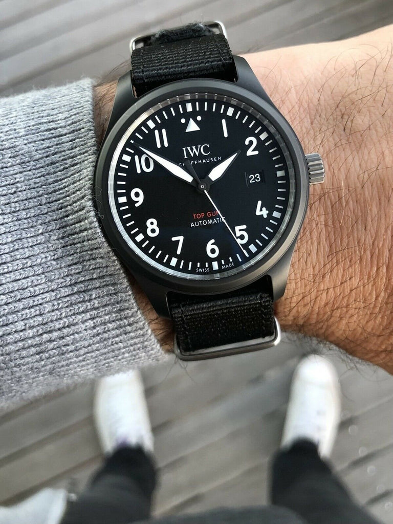 Buy Shop IWC Pilot Watch Chronograph Top Gun Edition Black Dial Black Nylon Strap Watch for Men - IW326901 USA Online