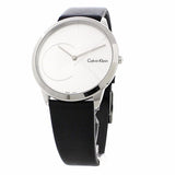 Buy Shop Calvin Klein Minimal Silver Dial Black Leather Strap Watch for Men - K3M211CY USA Online